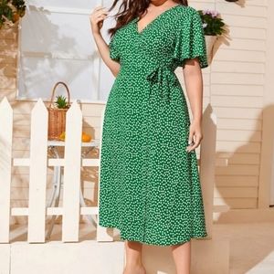SHEIN Green Wrap Dress
